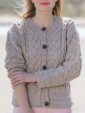 Aran Sweater Market Chunky Cableknit Cardigan Fishermans Sweater In Wicker S